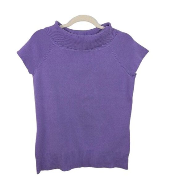 Winter Silks Sweater Top Medium Purple Short Sleeves NWOT - Picture 1 of 10